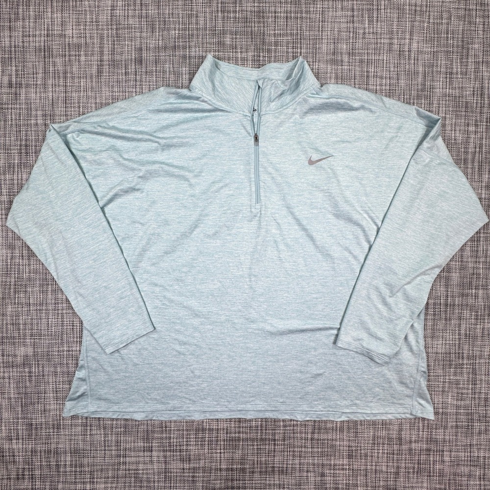 Nike Women 3X Plus Element Dri Fit Half Zip Running Top Light Blue Long Sleeve